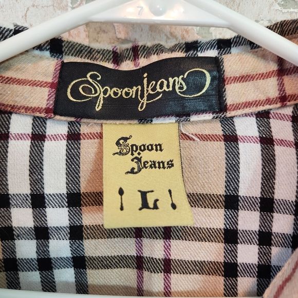 Spoon Jeans Womens Plaid Button Down Shirt Size L - Picture 3 of 11